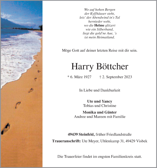 Anzeige von Harry Böttcher von OM-Medien