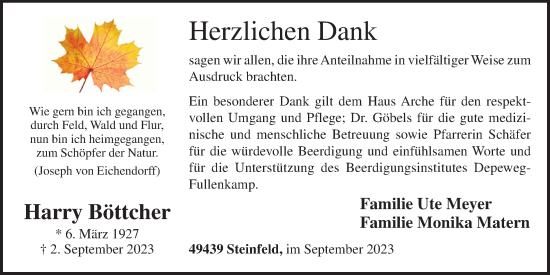 Anzeige von Harry Böttcher von OM-Medien