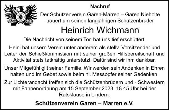 Anzeige von Heinrich Wichmann von OM-Medien