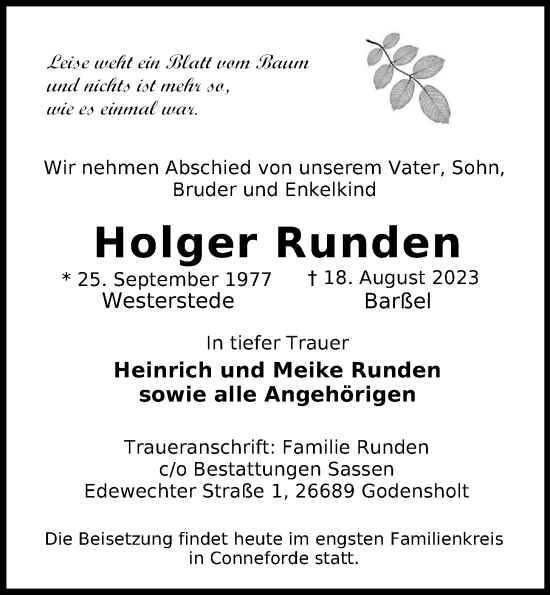 Anzeige von Holger Runden von OM-Medien