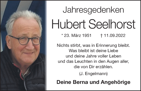 Anzeige von Hubert Seelhorst von OM-Medien