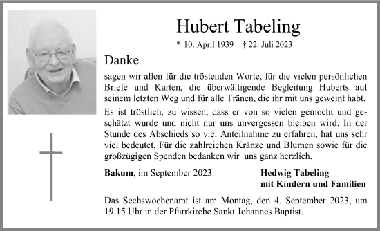 Anzeige von Hubert Tabeling von OM-Medien