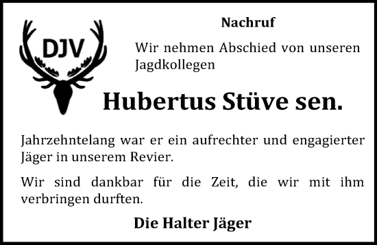 Anzeige von Hubertus Stüve von OM-Medien