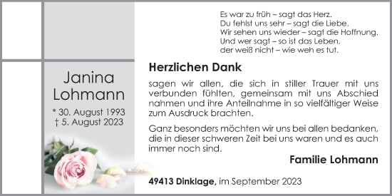 Anzeige von Janina Lohmann von OM-Medien