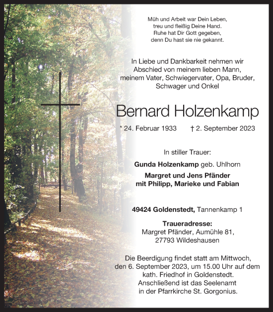 Anzeige von Josef Holzenkamp von OM-Medien