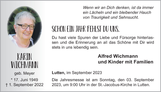 Anzeige von Karin Wichmann von OM-Medien