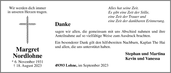 Anzeige von Margret Nordlohne von OM-Medien