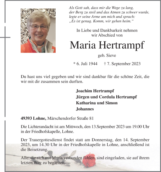 Anzeige von Maria Hertrampf von OM-Medien