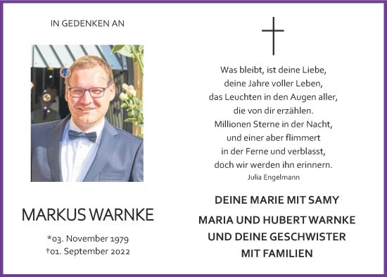 Anzeige von Markus Warnke von OM-Medien
