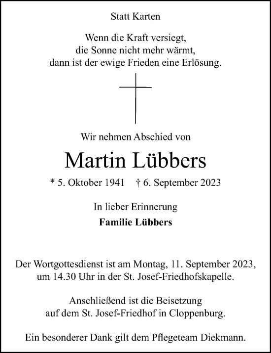 Anzeige von Martin Lübbers von OM-Medien
