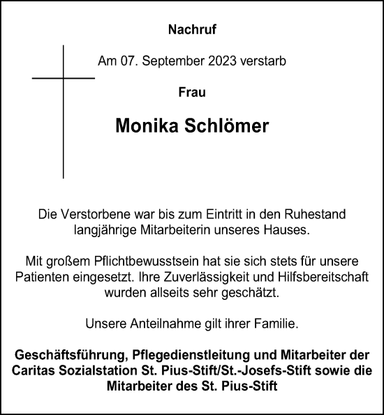Anzeige von Monika Schlömer von OM-Medien