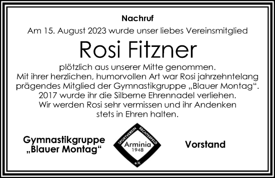 Anzeige von Rosi Fitzner von OM-Medien