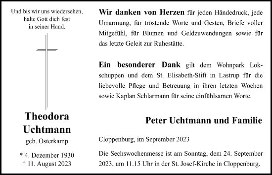 Anzeige von Theodora Uchtmann von OM-Medien