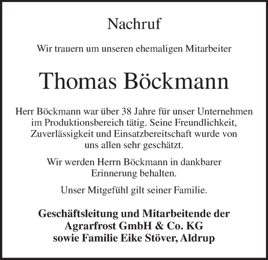 Anzeige von Thomas Böckmann von OM-Medien