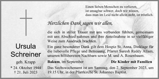 Anzeige von Ursula Schreiner von OM-Medien