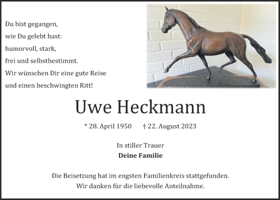 Anzeige von Uwe Heckmann von OM-Medien