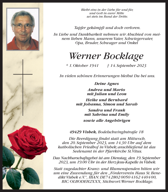 Anzeige von Werner Bocklage von OM-Medien