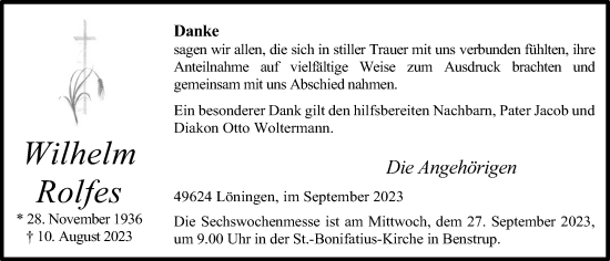 Anzeige von Wilhelm Rolfes von OM-Medien