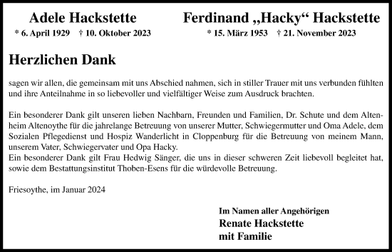 Anzeige von Adele Hackstette von OM-Medien