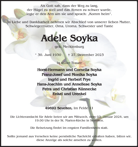 Anzeige von Adele Soyka von OM-Medien