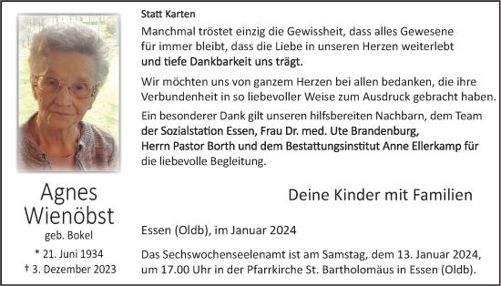 Anzeige von Agnes Wienöbst von OM-Medien