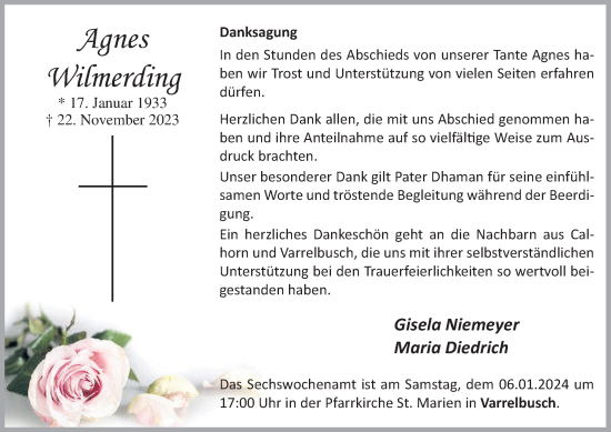 Anzeige von Agnes Wilmerding von OM-Medien