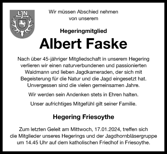 Anzeige von Albert Faske von OM-Medien