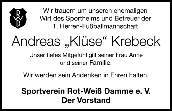 Anzeige von Andreas Krebeck von OM-Medien