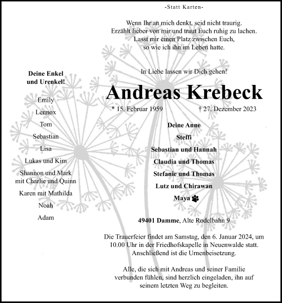 Anzeige von Andreas Krebeck von OM-Medien