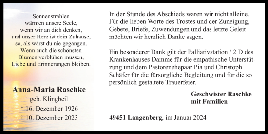 Anzeige von Anna-Maria Raschke von OM-Medien