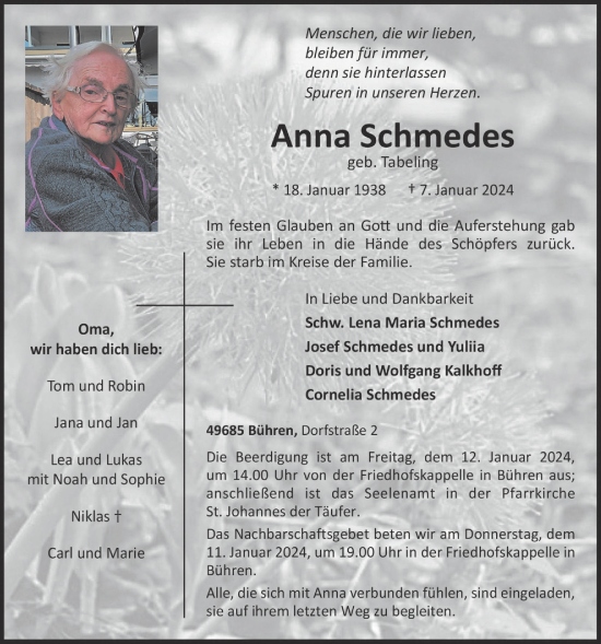 Anzeige von Anna Schmedes von OM-Medien