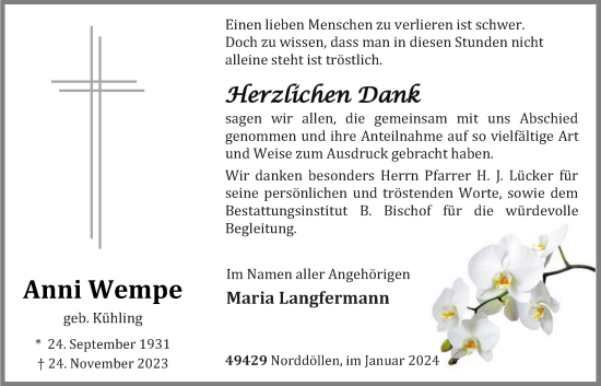 Anzeige von Anni Wempe von OM-Medien