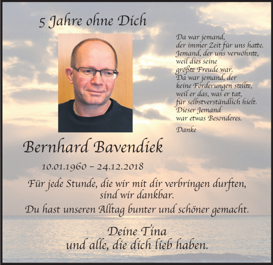 Anzeige von Bernhard Bavendiek von OM-Medien