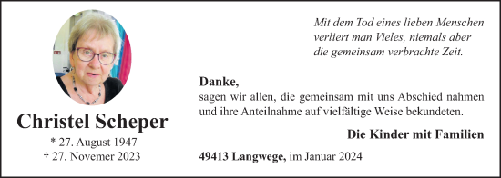Anzeige von Christel Scheper von OM-Medien
