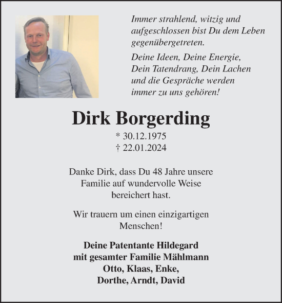 Anzeige von Dirk Borgerding von OM-Medien