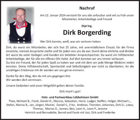 Anzeige von Dirk Borgerding von OM-Medien