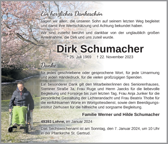 Anzeige von Dirk Schumacher von OM-Medien