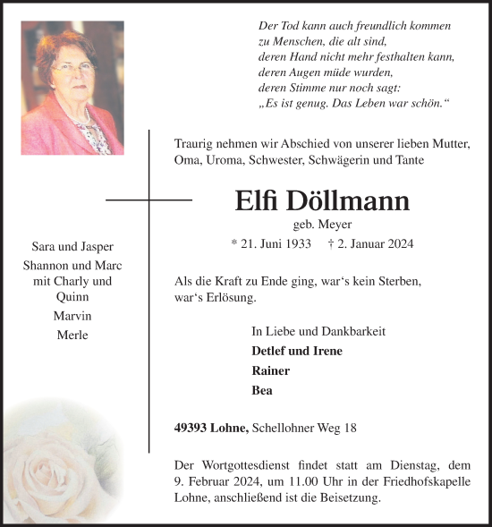 Anzeige von Elfi Döllmann von OM-Medien