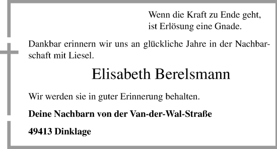 Anzeige von Elisabeth Berelsmann von OM-Medien