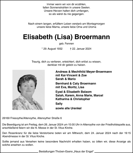 Anzeige von Elisabeth Broermann von OM-Medien