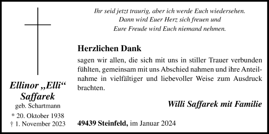 Anzeige von Ellinor Saffarek von OM-Medien