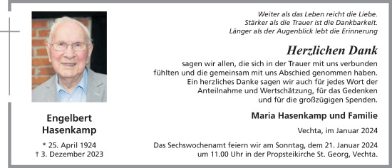 Anzeige von Engelbert Hasenkamp von OM-Medien