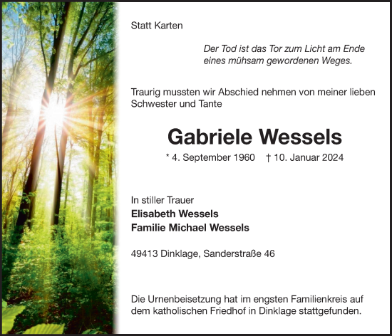 Anzeige von Gabriele Wessels von OM-Medien