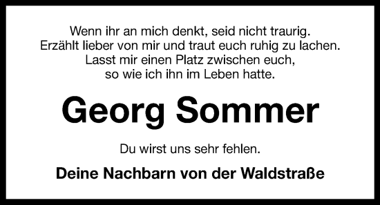 Anzeige von Georg Sommer von OM-Medien