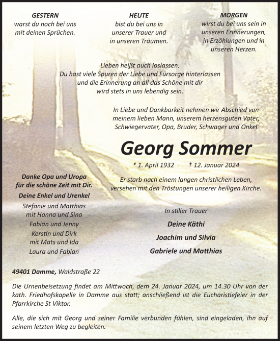 Anzeige von Georg Sommer von OM-Medien