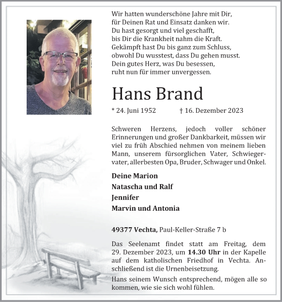 Anzeige von Hans Brand von OM-Medien