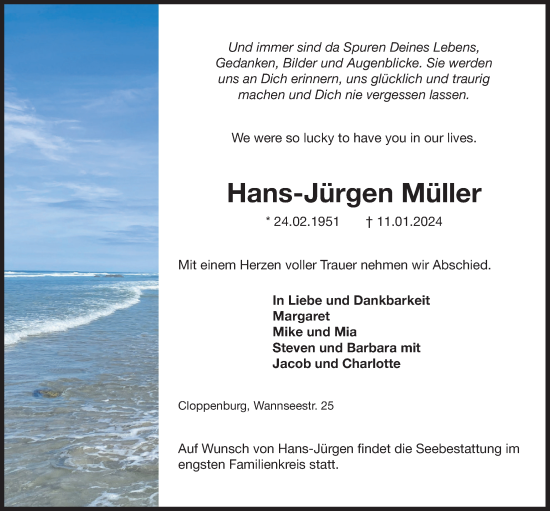 Anzeige von Hans-Jürgen Müller von OM-Medien