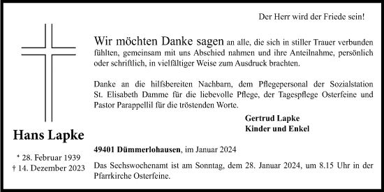 Anzeige von Hans Lapke von OM-Medien