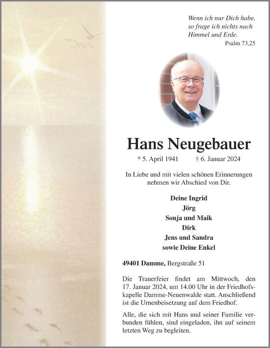 Anzeige von Hans Neugebauer von OM-Medien