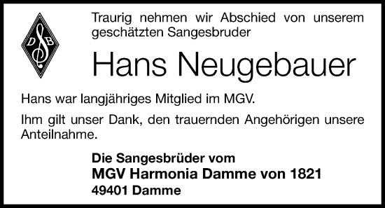 Anzeige von Hans Neugebauer von OM-Medien
